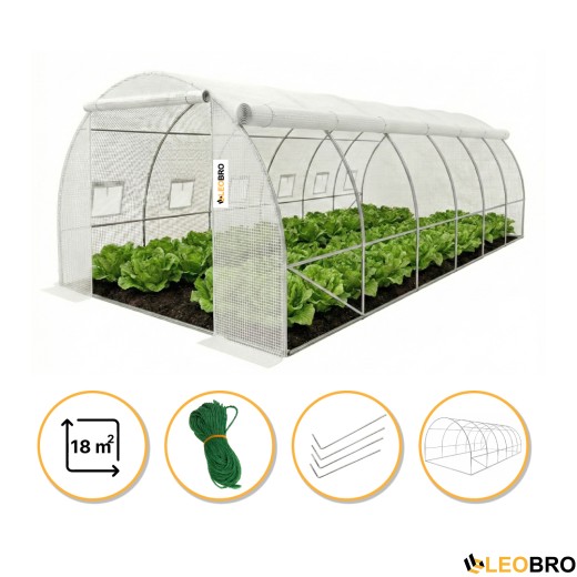 Садова теплиця парник LEOBRO Garden 18м2 White MultiDoor (LB-G114-WHT) - 1