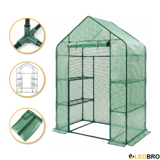Стелаж-теплиця LEOBRO 143x73x195 см на 4 полиці Green (LB-G121) - 1