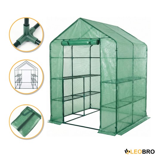 Стелаж-теплиця LEOBRO 143x143x195 см на 8 полиць Green (LB-G122) - 1