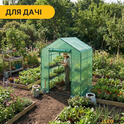 Стелаж-теплиця LEOBRO 143x143x195 см на 8 полиць Green (LB-G122) - 7