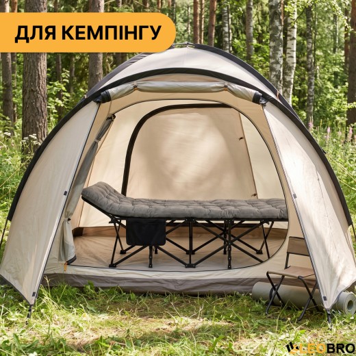 Розкладачка для туризму LEOBRO з товстим оксамитовим матрацом (LB-CC-L2-GRY) - 3