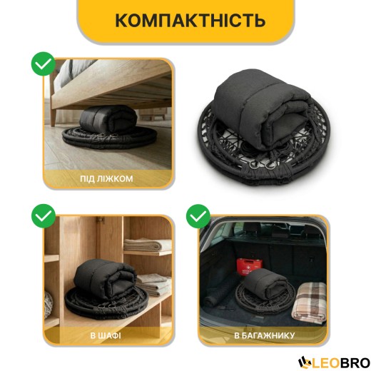 Підвісне плетене крісло-гойдалка LEOBRO Boho Deluxe XL 80 см Black (LB-1111) - 6