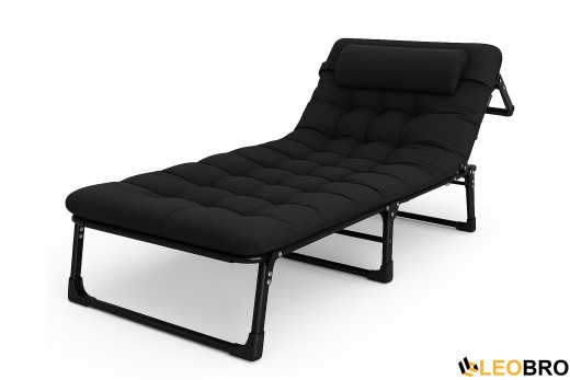 УЦІНКА!  Розкладне ліжко (розкладачка) з матрацом і подушкою LEOBRO Black (LB-FB-A1-BLK) - 1
