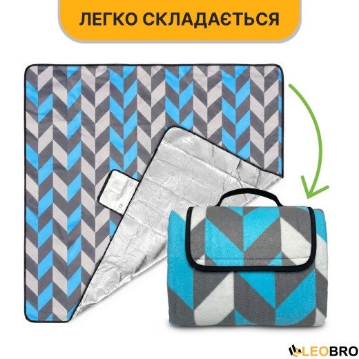 Килимок водонепроникний LEOBRO для пікніка та пляжу XXL 200 x 200 см (LB-1090) - 5