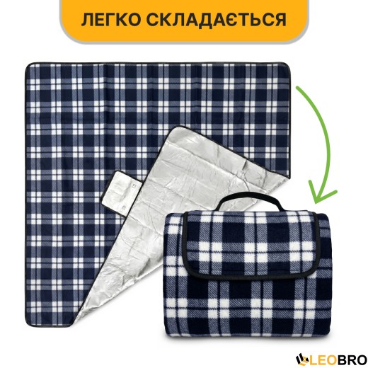 Килимок водонепроникний LEOBRO для пікніка та пляжу XXL 200 x 200 см (LB-1091) - 5