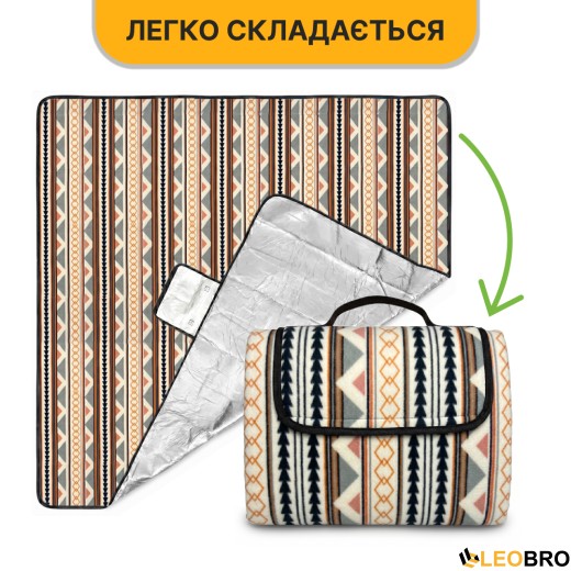 Килимок водонепроникний LEOBRO для пікніка та пляжу XXL 200 x 200 см (LB-1092) - 5