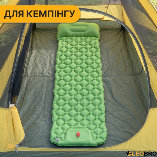 Надувний похідний килимок матрац LEOBRO Air Mat 190 x 60 см Green (LB-1095) - 7