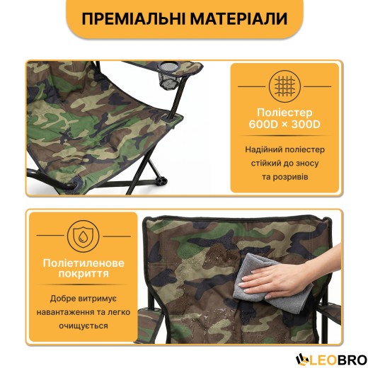 Розкладне туристичне крісло LEOBRO Lite Military (LB-1077) - 8