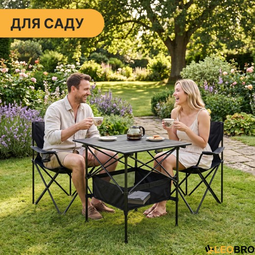 Розкладний туристичний стіл для пікніка LEOBRO 52x52x50 см (LB-1116) - 9