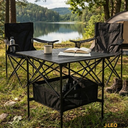 Комплект туристичний - стіл LEOBRO 52x52x50 см та 2 крісла Lite Black - 4