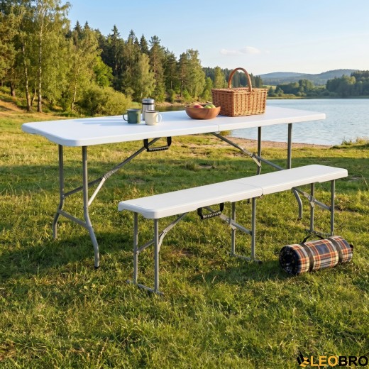 Комплект розкладний - стіл LEOBRO Tourismo 180 x 70 см та лавка LEOBRO Tourismo 180 x 27 см - 2