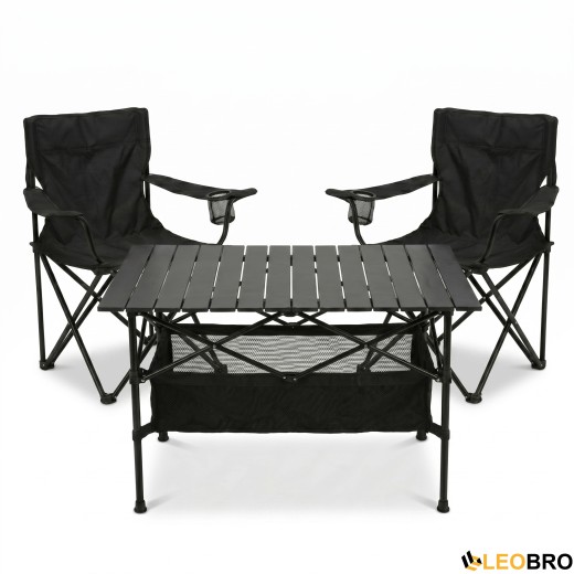 Комплект туристичний - стіл LEOBRO 93x55x50 см та 2 крісла Lite Black - 1