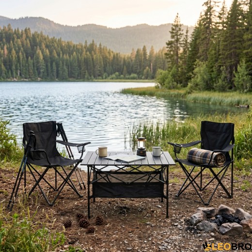 Комплект туристичний - стіл LEOBRO 93x55x50 см та 2 крісла Lite Black - 4