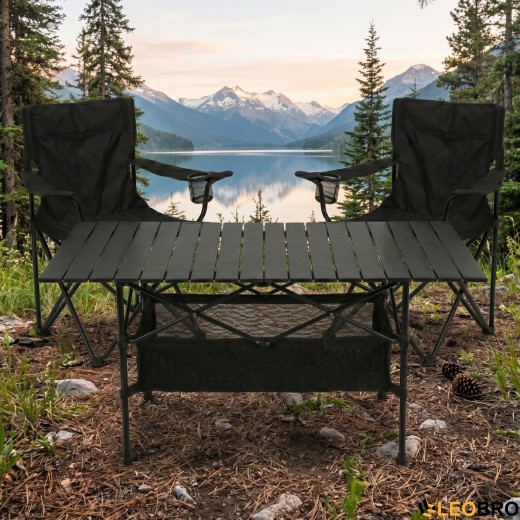 Комплект туристичний - стіл LEOBRO 117x55x50 см та 2 крісла Lite Black - 4