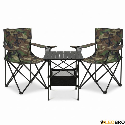 Комплект туристичний - стіл LEOBRO 52x52x50 см та 2 крісла Lite Military - 1