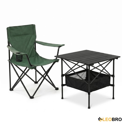 Комплект туристичний - стіл LEOBRO 52x52x50 см та крісло Lite Green  - 1