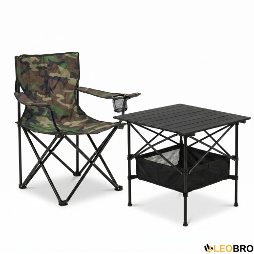 Комплект туристичний - стіл LEOBRO 52x52x50 см та крісло Lite Military - 1