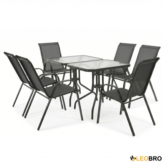 Комплект садових меблів LEOBRO Comfort Plus 6 крісел + 2 прямокутнх столика (LB-1053-2)  - 1