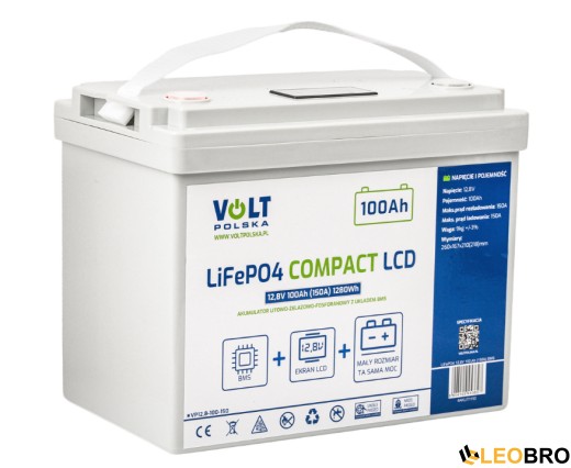 Аккумулятор Volt Polska LiFePO4 12,8 В 100 А·ч (150 А) + BMS + ЖК-дисплей (6AKLIT1150) - 3