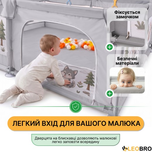 Дитячий манеж LEOBRO "Вовчик і зайчик" 150 x 180 см (LB-1171) - 10