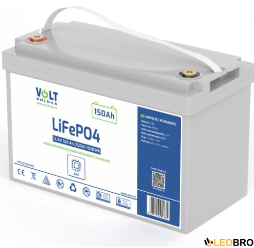 Аккумулятор Volt Polska LiFePO4 12,8 В 150 А·ч (150 А) + BMS (6AKLI15112) - 1