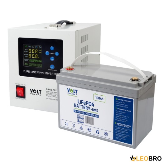 Комплект Volt Polska SINUS PRO 2200 E PLUS 12/230V (1200/2200W) + LiFePO4 12,8V 100Ah (100A) - 1
