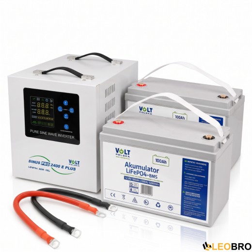 Комплект Volt Polska SINUS PRO 2400 E PLUS 12/230V (1600/2400W) + 2 шт LiFePO4 12,8V 100Ah (100A) - 1