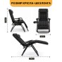 Розкладне крісло шезлонг LEOBRO Zero Gravity Premium Plus Black (LB-ZGC-K2-BLK) - 2