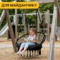 Підвісне плетене крісло-гойдалка LEOBRO Boho XL 80 см Black з подушкою (LB-1105) - 2